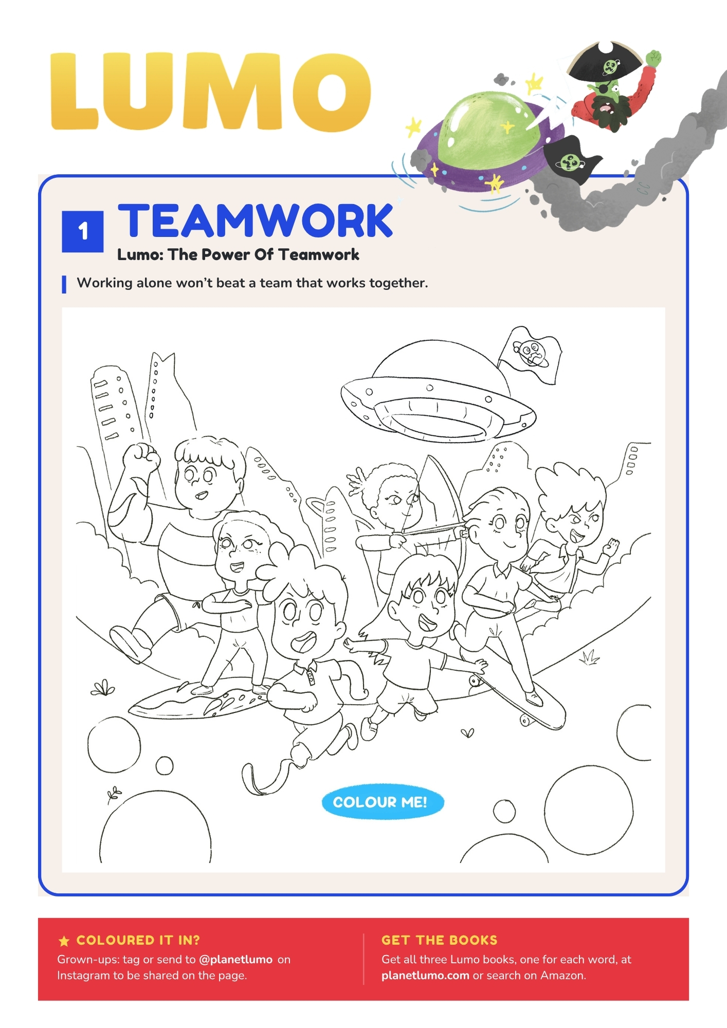 LUMO teamwork colouring sheet